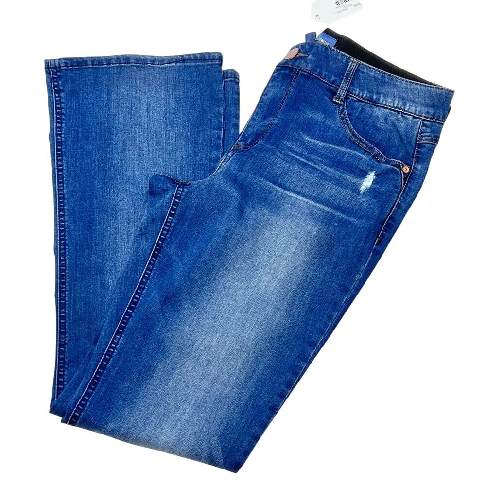 Democracy Ab Solution Jeans Women 12 Blue Dark Wash High Rise Flare Leg New - Picture 3 of 9
